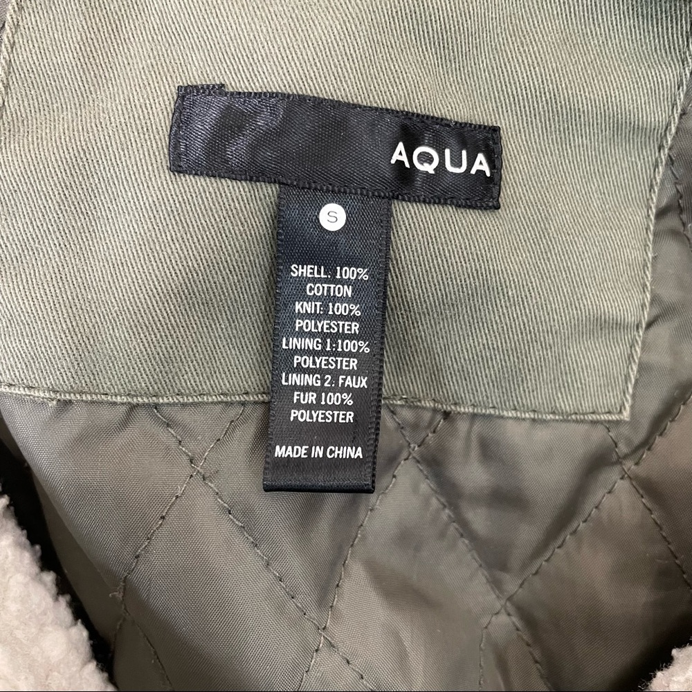 Aqua Olive Green Fur Collar Hoodie Jacket - Picture 3 of 9